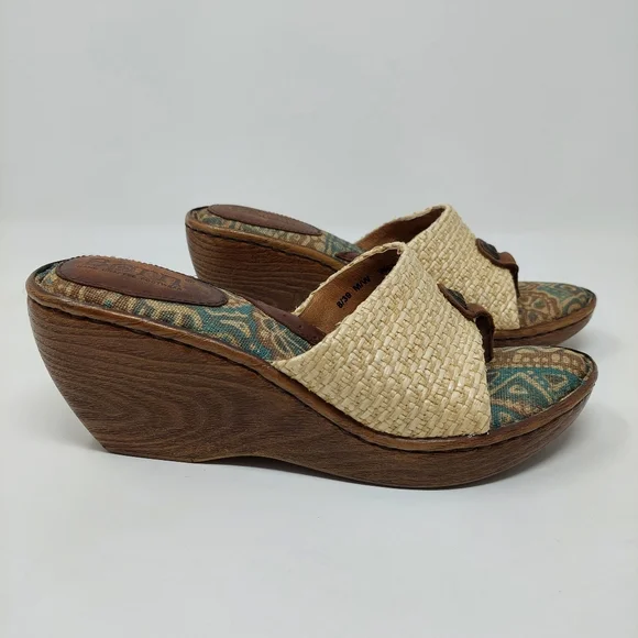 Born Tan and Brown Woven Wedges - Picture 3 of 13